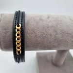 دستبند طلا چرم مردانه