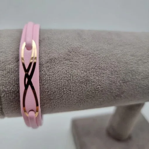 دستبند امگا طلا چرم صورتی زنانه دستبند امگا طلا چرم صورتی زنانه